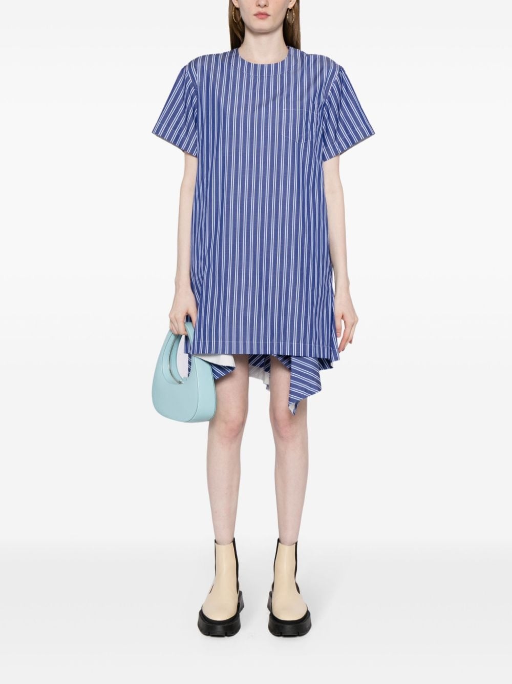 striped short-sleeve cotton minidress - 2