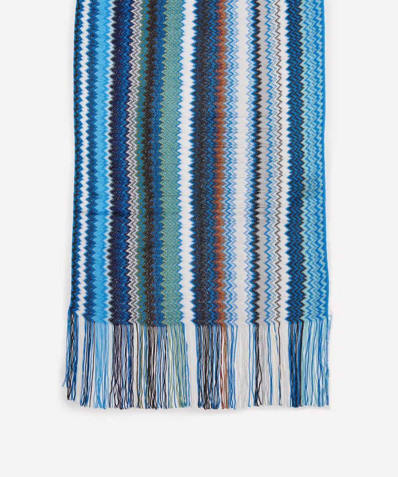 Fringed Zig-Zag Blue Scarf 3