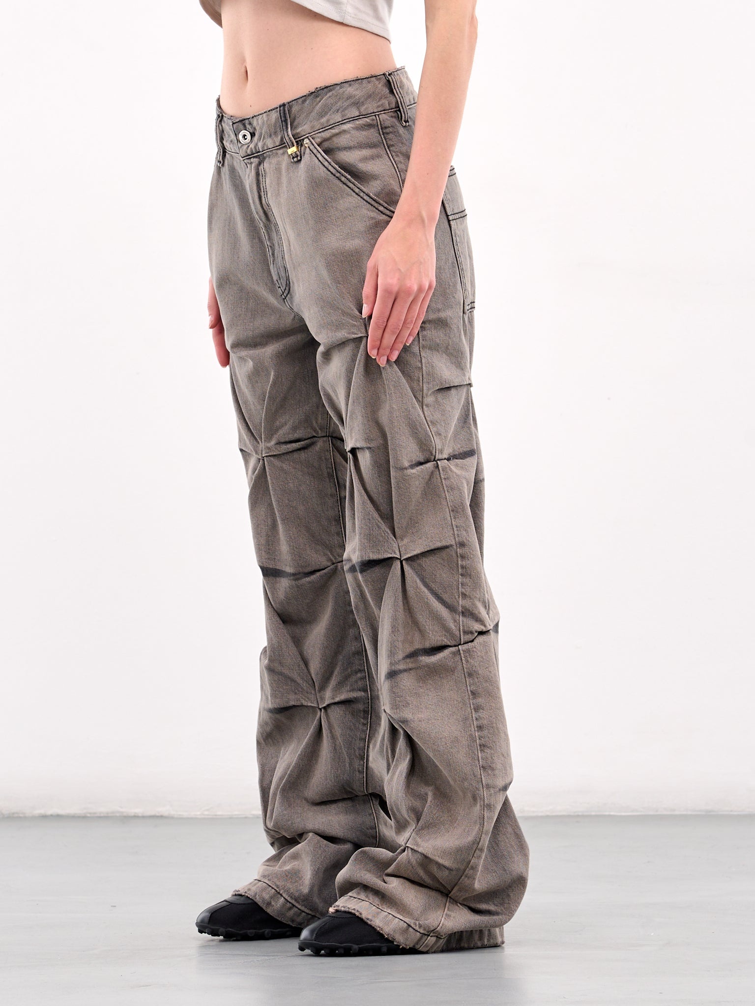 Gathered Wrinkle Denim Jeans - 2