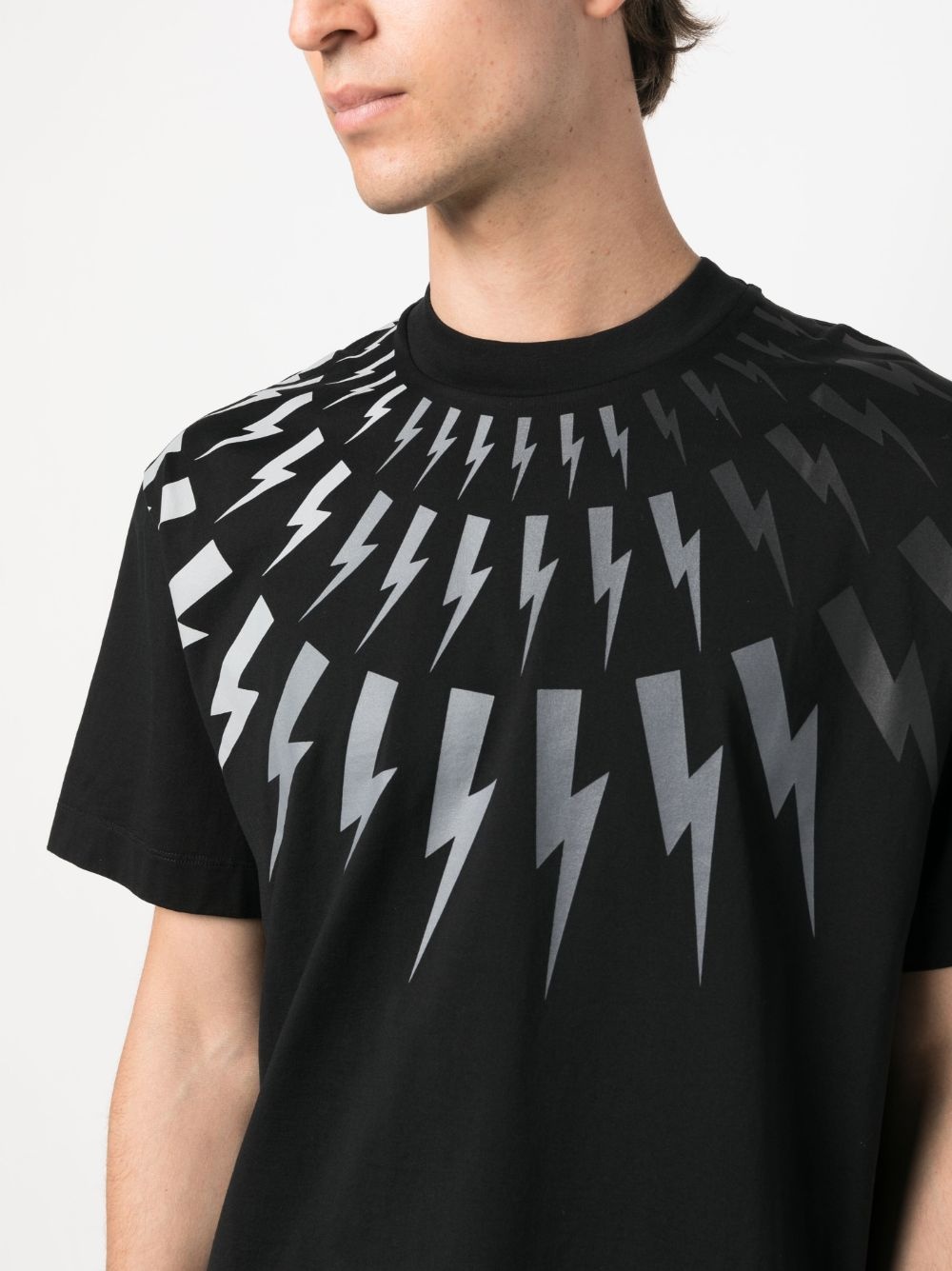 lightning-print cotton T-shirt - 5