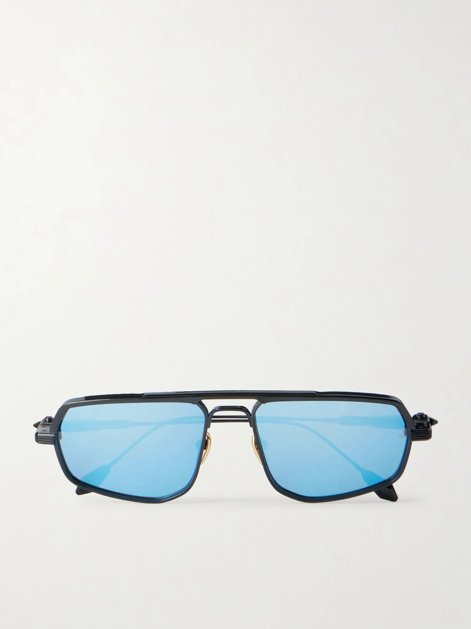 Kalispell Double-Bridge Aviator-Style Titanium Sunglasses Black - 1