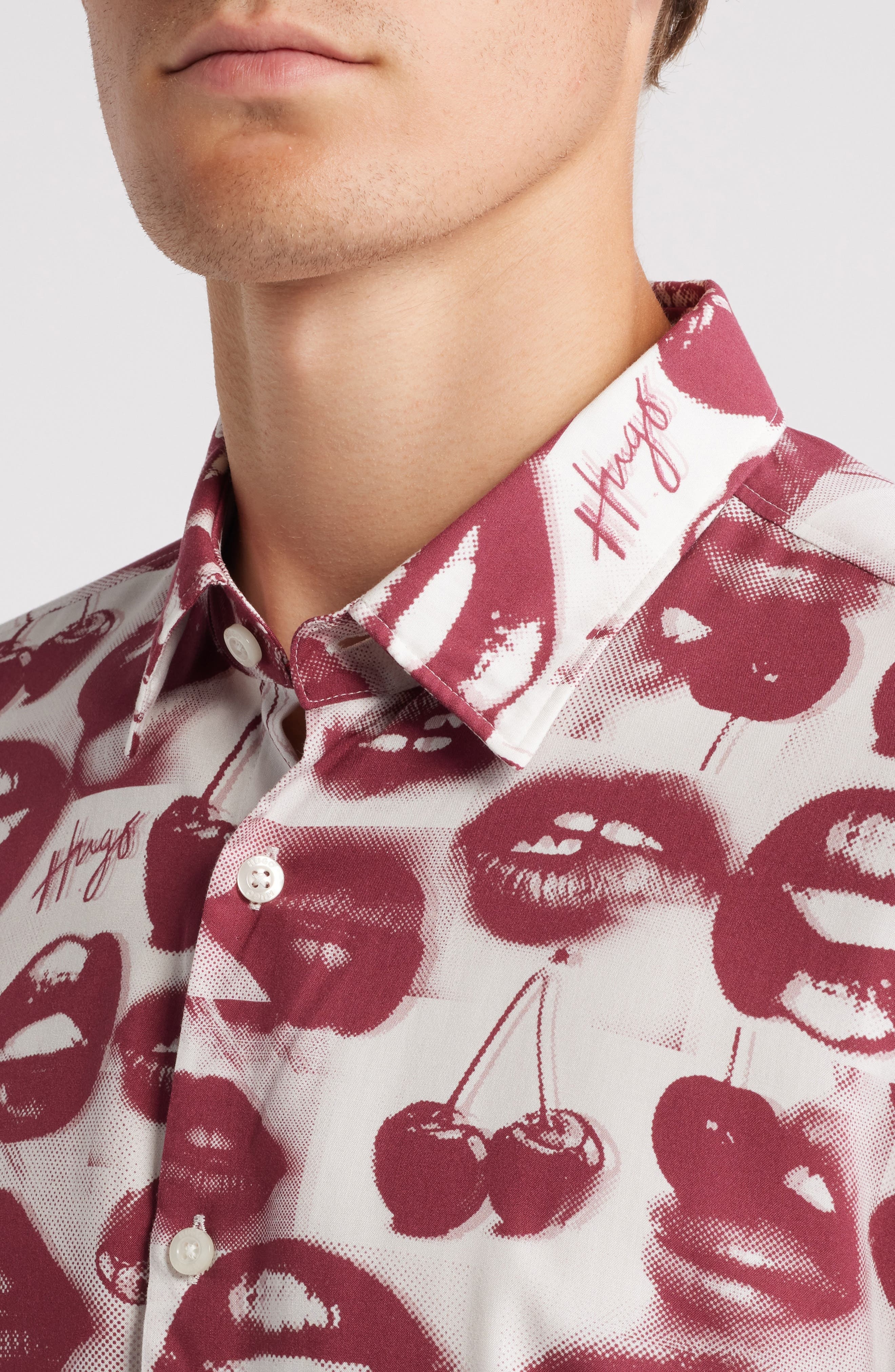 HUGO Ermo Lips & Cherries Print Button-Up Shirt at Nordstrom - 2