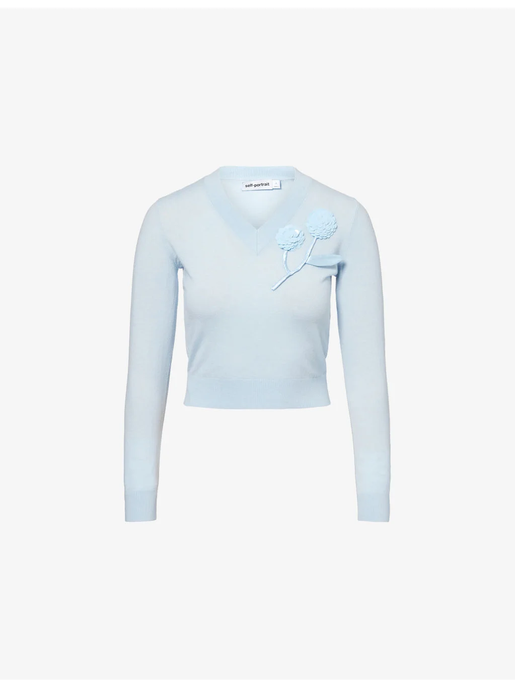 Rose Embellished Wool-Blend Jumper - 1