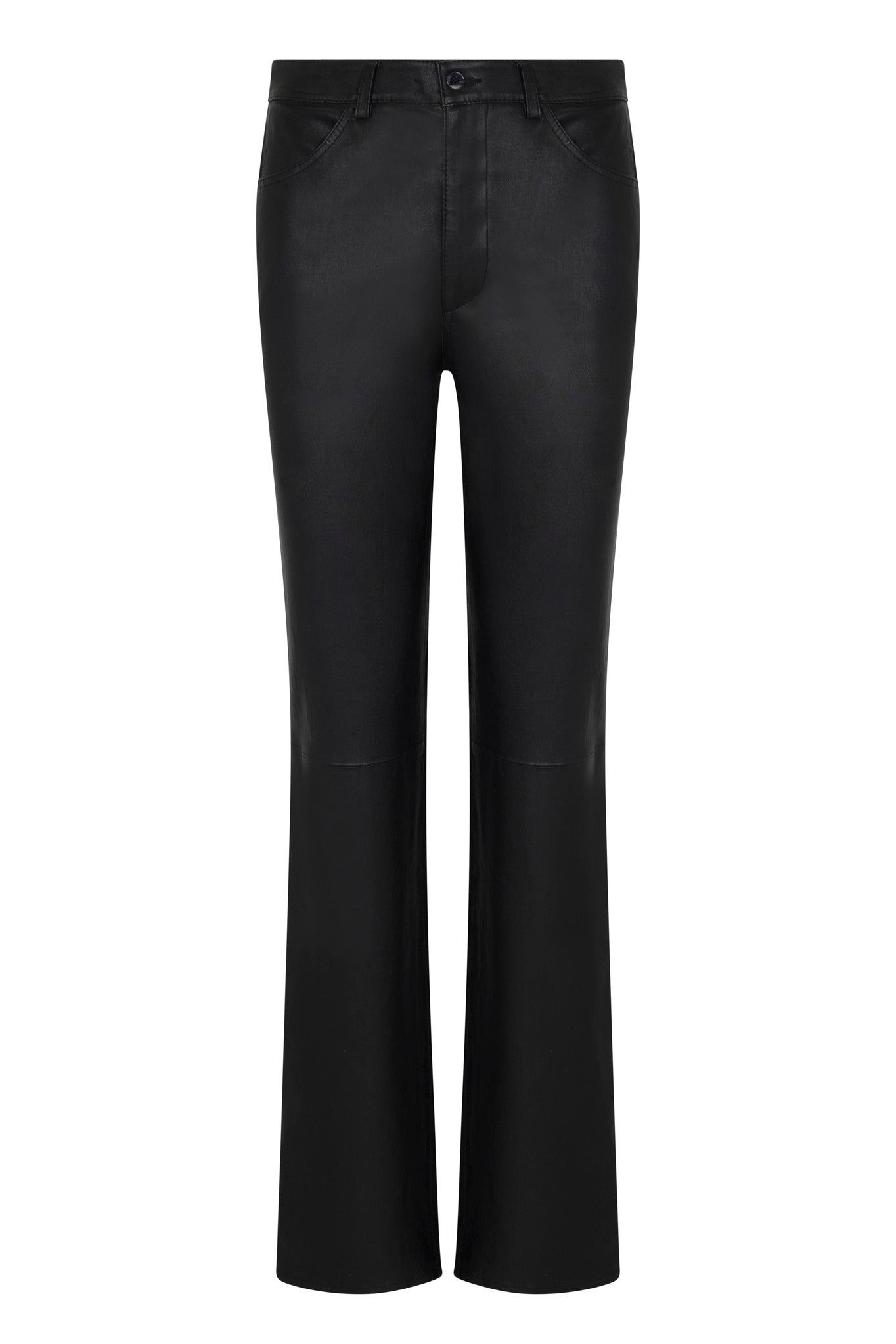 BLACK LEATHER 5 POCKET SLIM STRAIGHT - 10