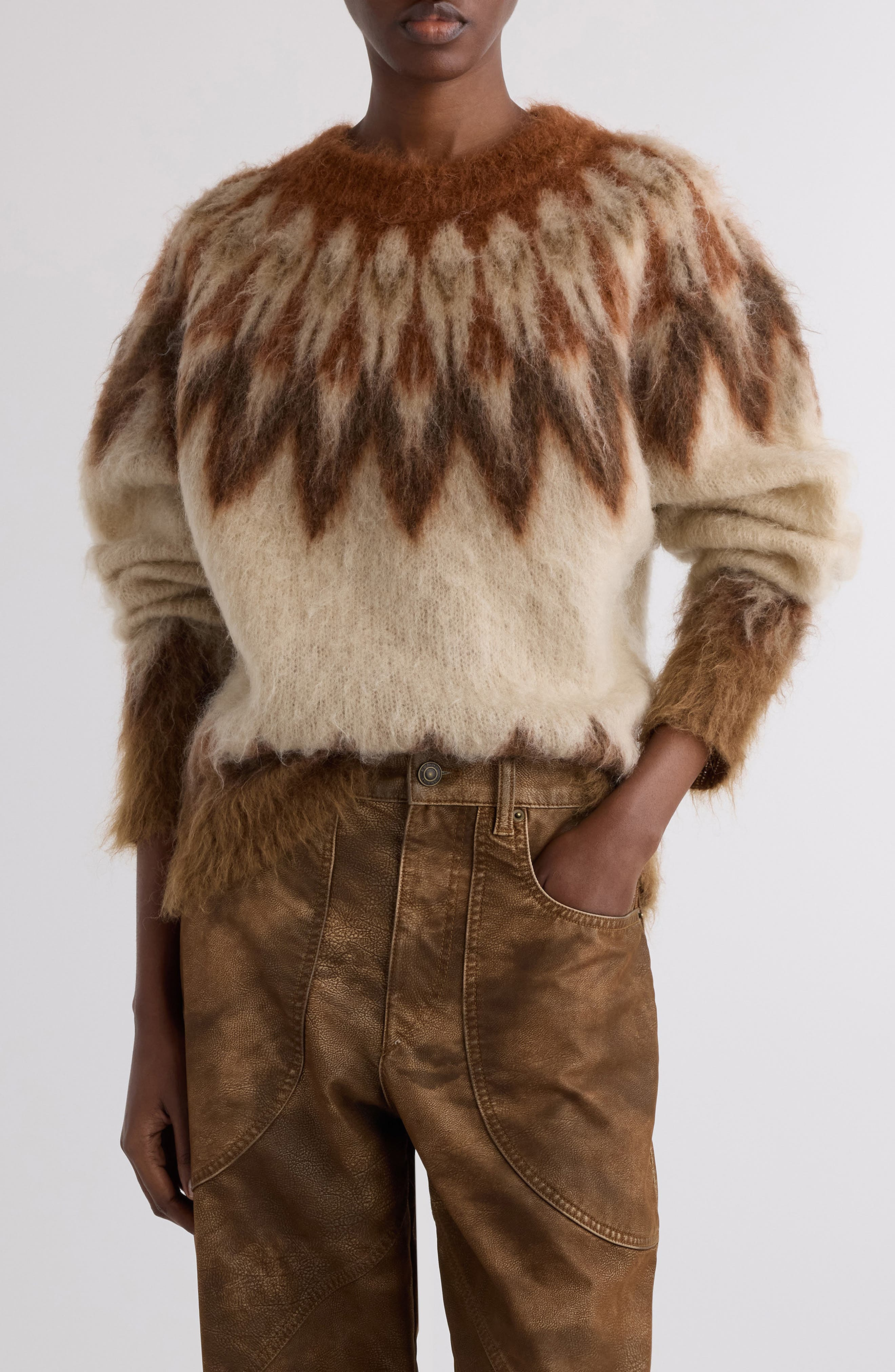 Isabel Marant Étoile Natania Wool & Mohair Blend Fair Isle Sweater in Rust at Nordstrom - 1