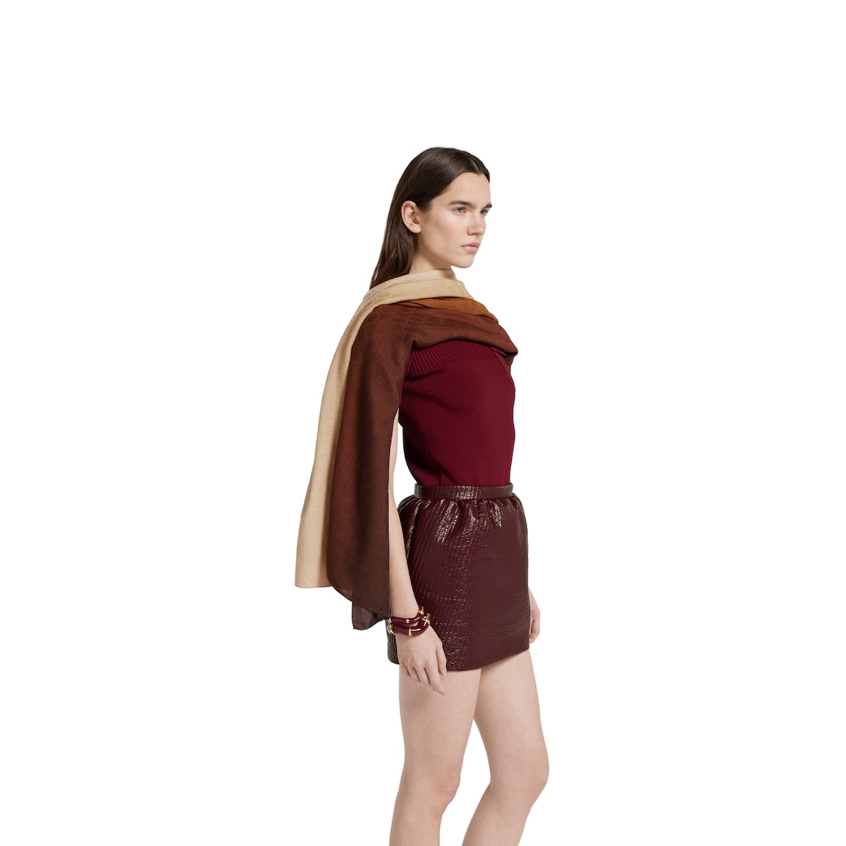 GG wool silk jacquard shawl - 3