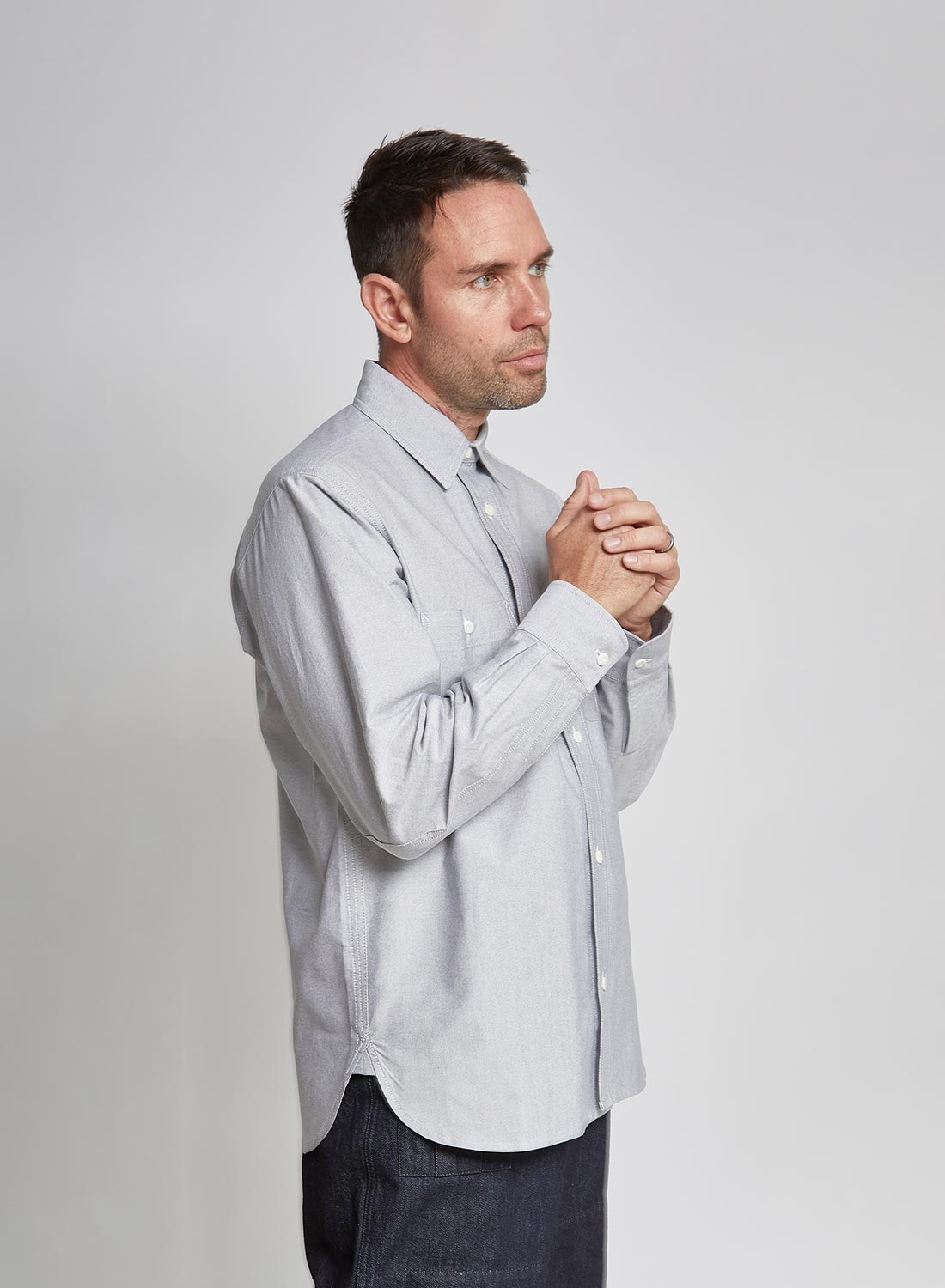 Utility Oxford Work Shirt in Grey - 3