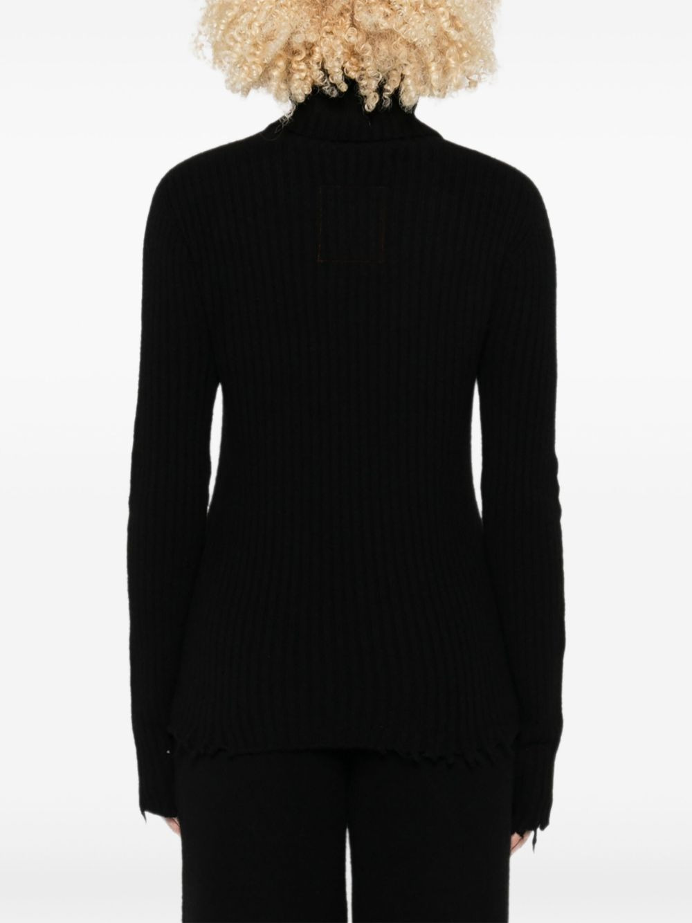 ribbed frayed-edge sweater - 4
