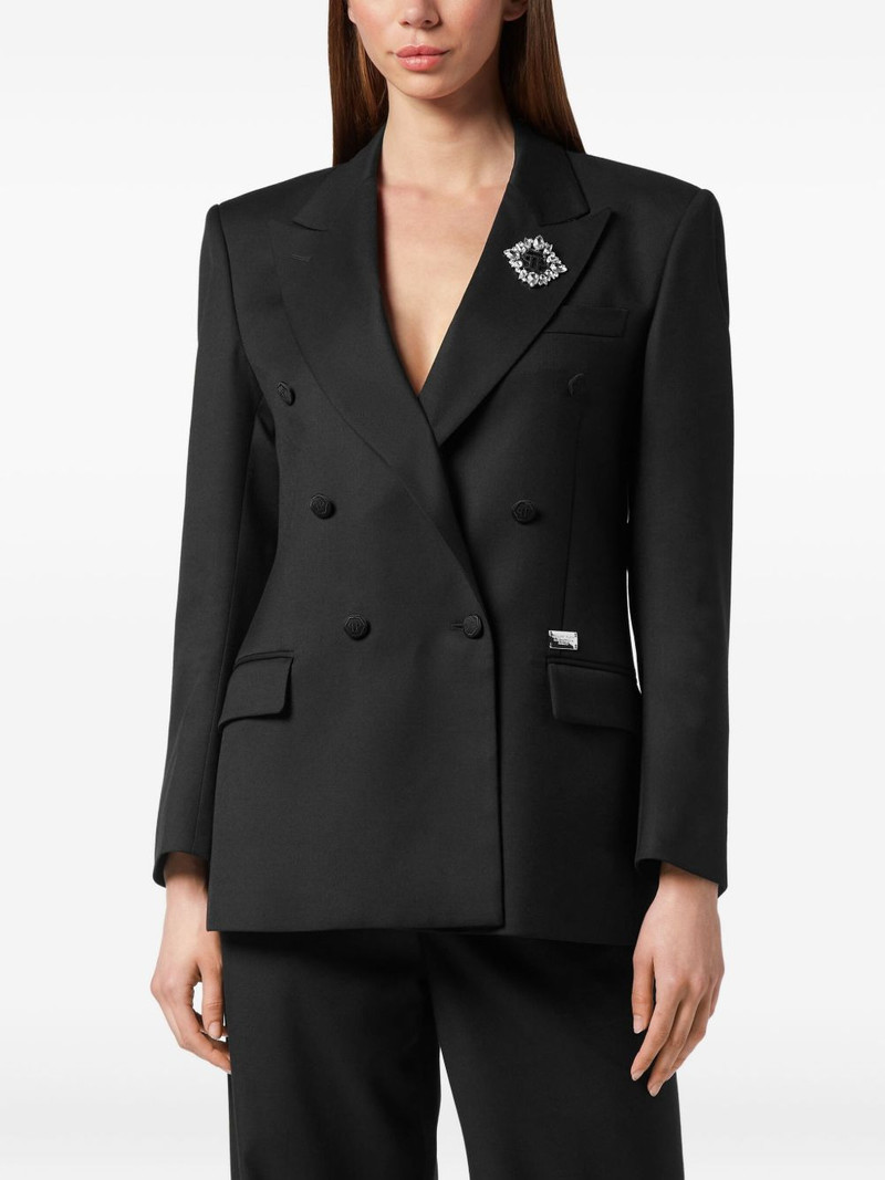 crystal-embellished double-breasted blazer 3