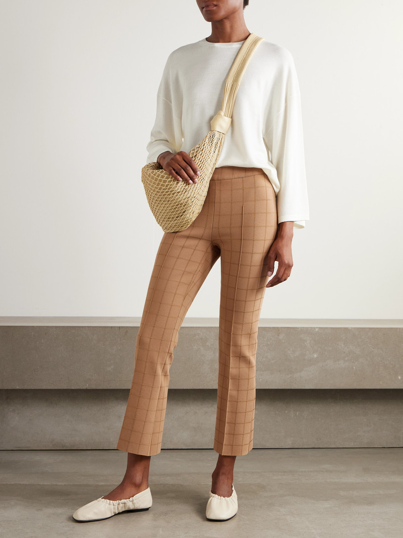 HIGH SPORT Kick Checked Stretch-knit Flared Pants outlook