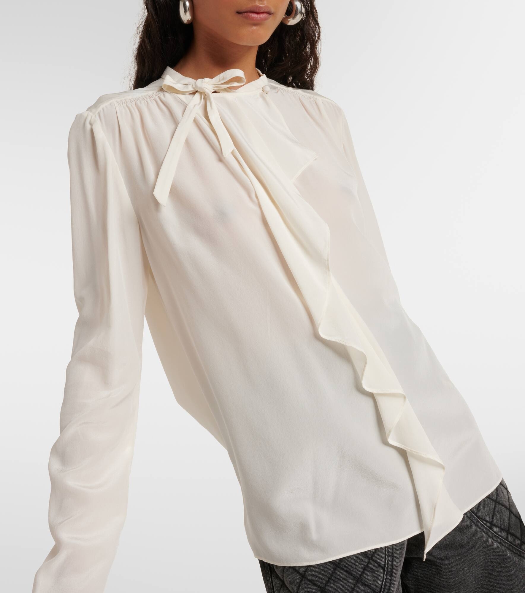 Utah ruffled silk crêpe blouse - 6