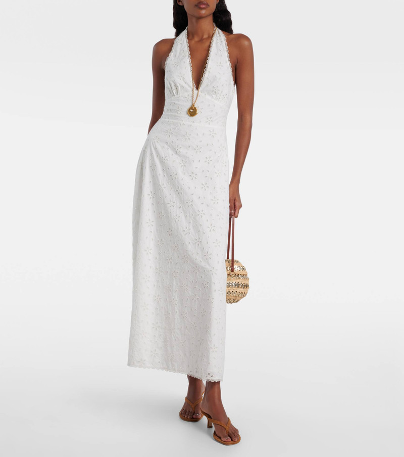 POSSE Salma embroidered halterneck cotton midi dress outlook