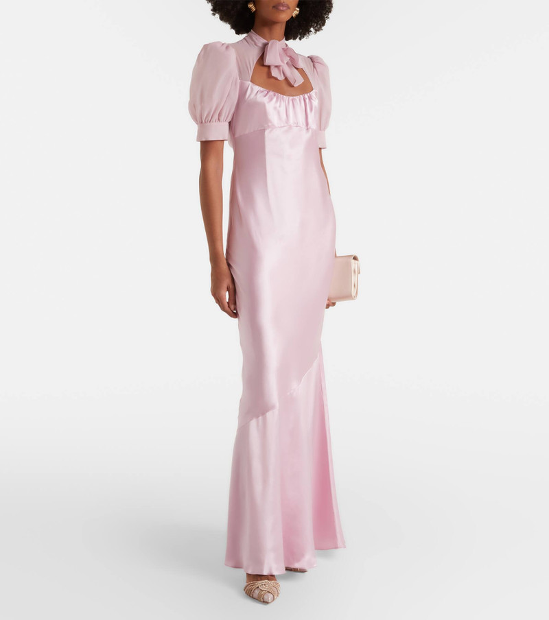 Alessandra Rich Tie-neck silk satin gown outlook