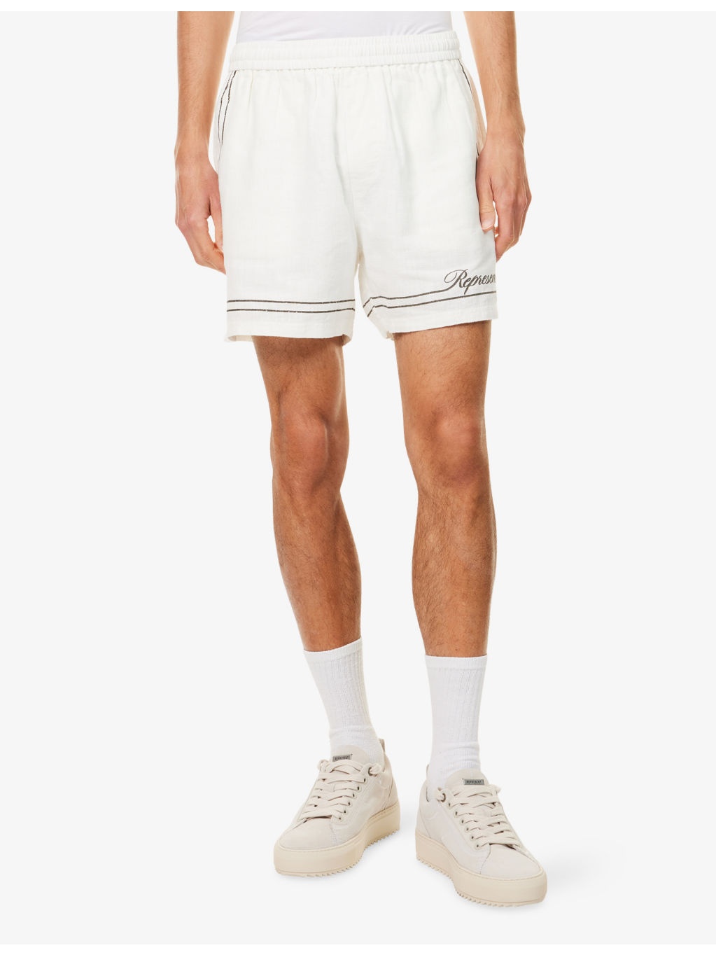 Border-Print Relaxed-Fit Cotton Shorts - 3