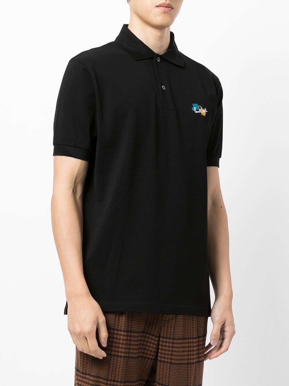 logo-embroidered cotton polo shirt - 3