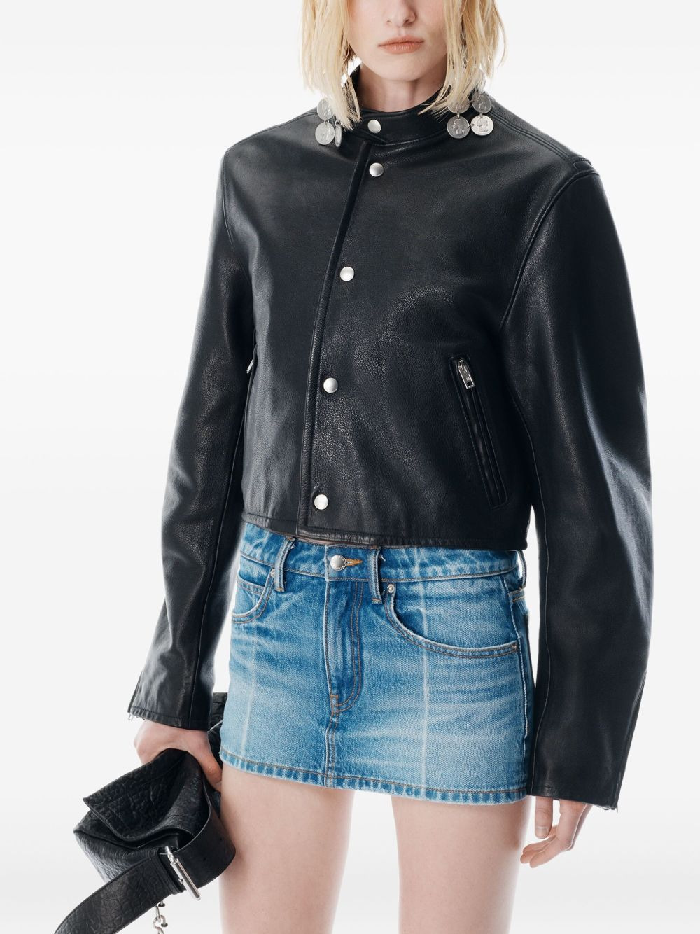 faded fold-line denim skirt - 4