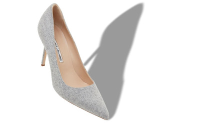 Manolo Blahnik Grey Wool Pointed Toe Pumps outlook