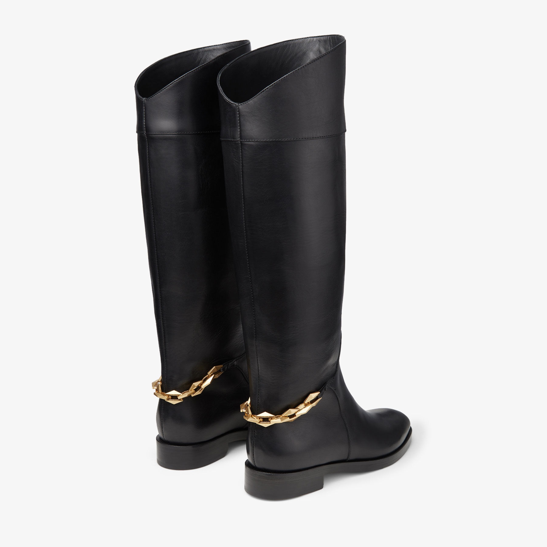 Nell Knee Boot Flat
Black Soft Vachetta Knee-High Boots with Chain - 6