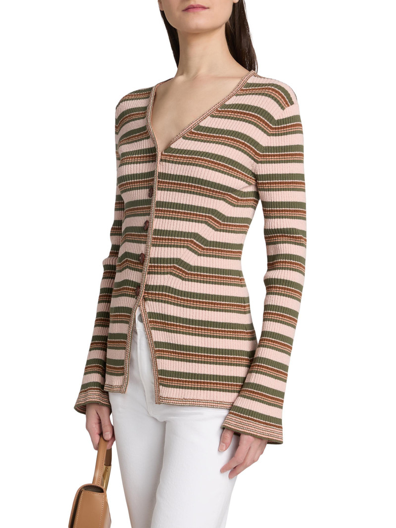 Women's Grazia Stripe Cardigan - Pink Shell Stone Army 4
