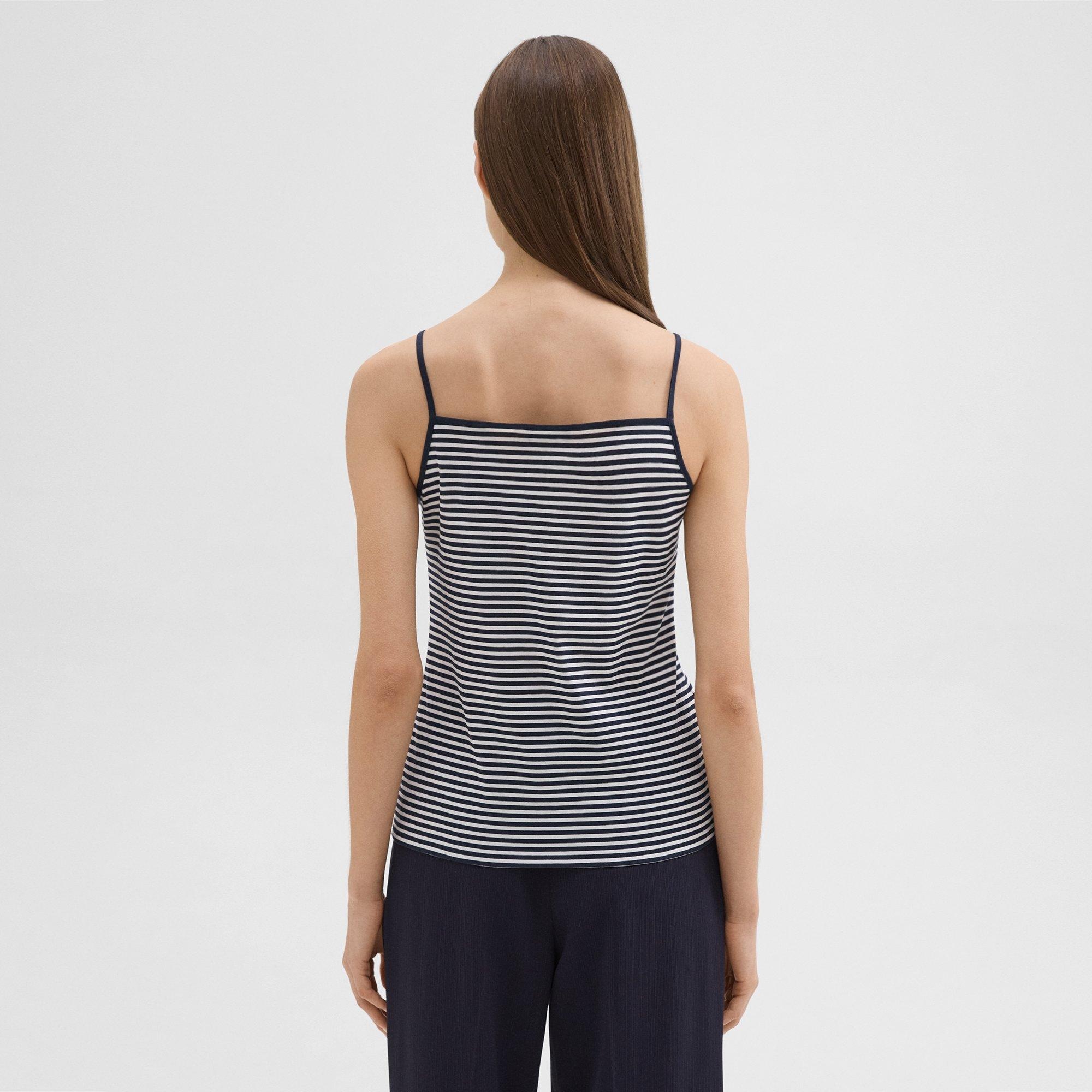 Square Neck Tank in Striped Pima Cotton - 4