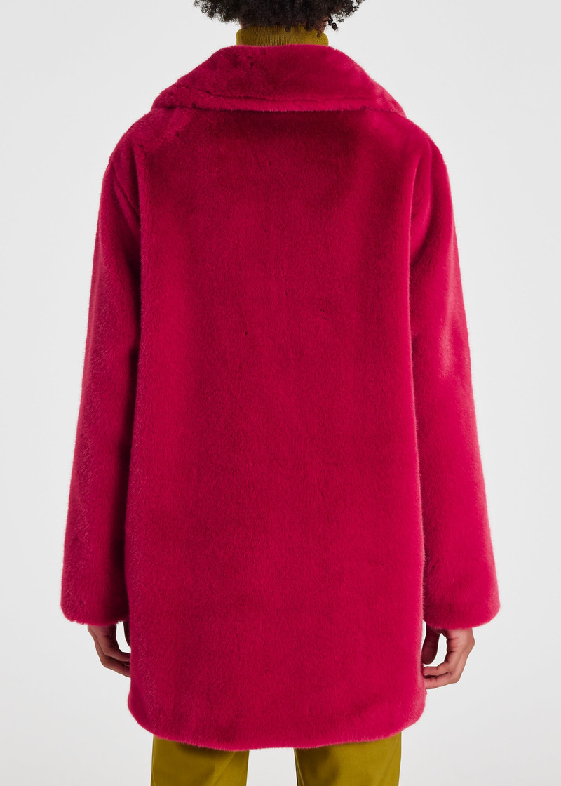 Raspberry Faux Fur Coat 6