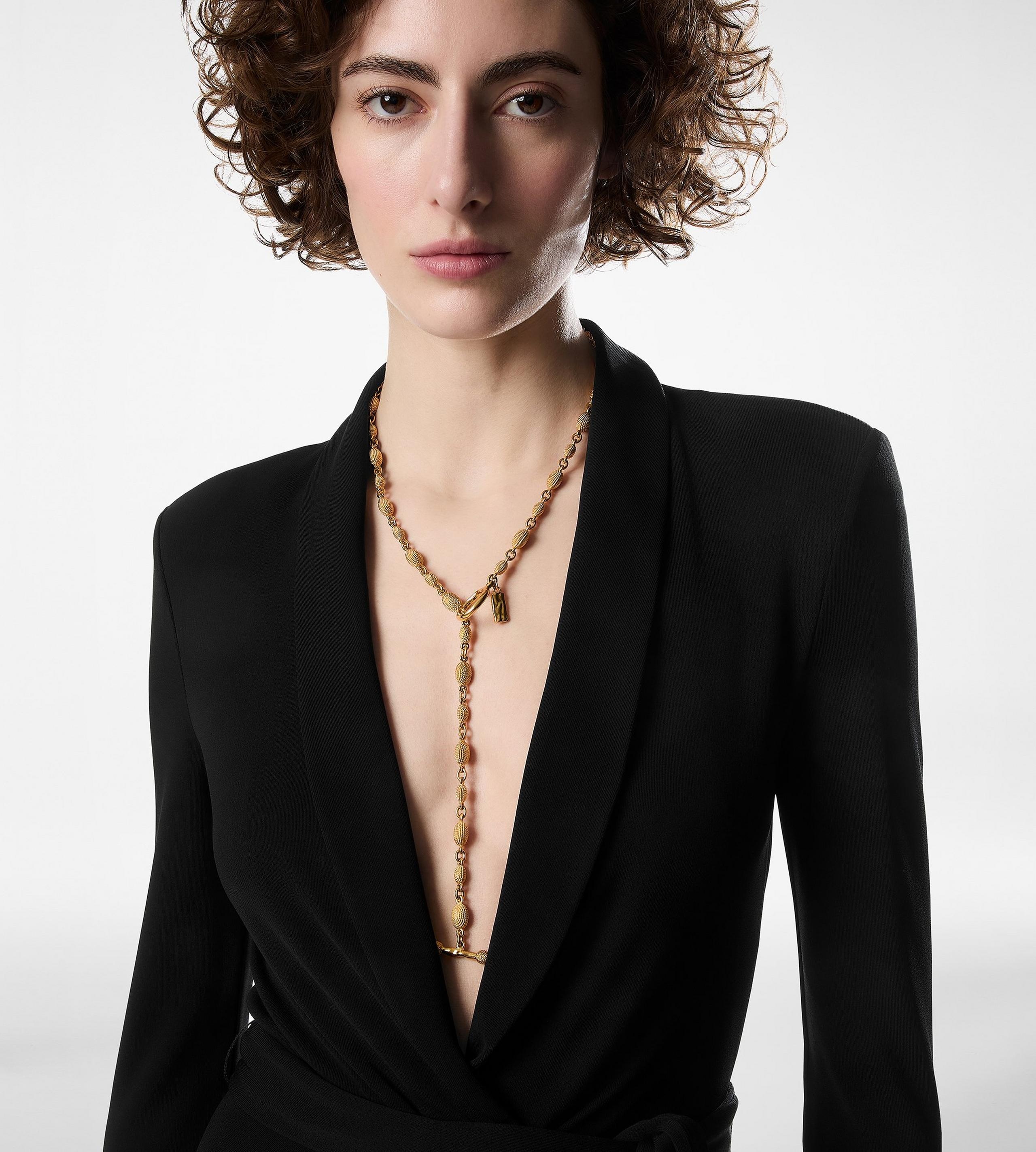 VINTAGE GOLD BRASS GRACE LARIAT NECKLACE - 4