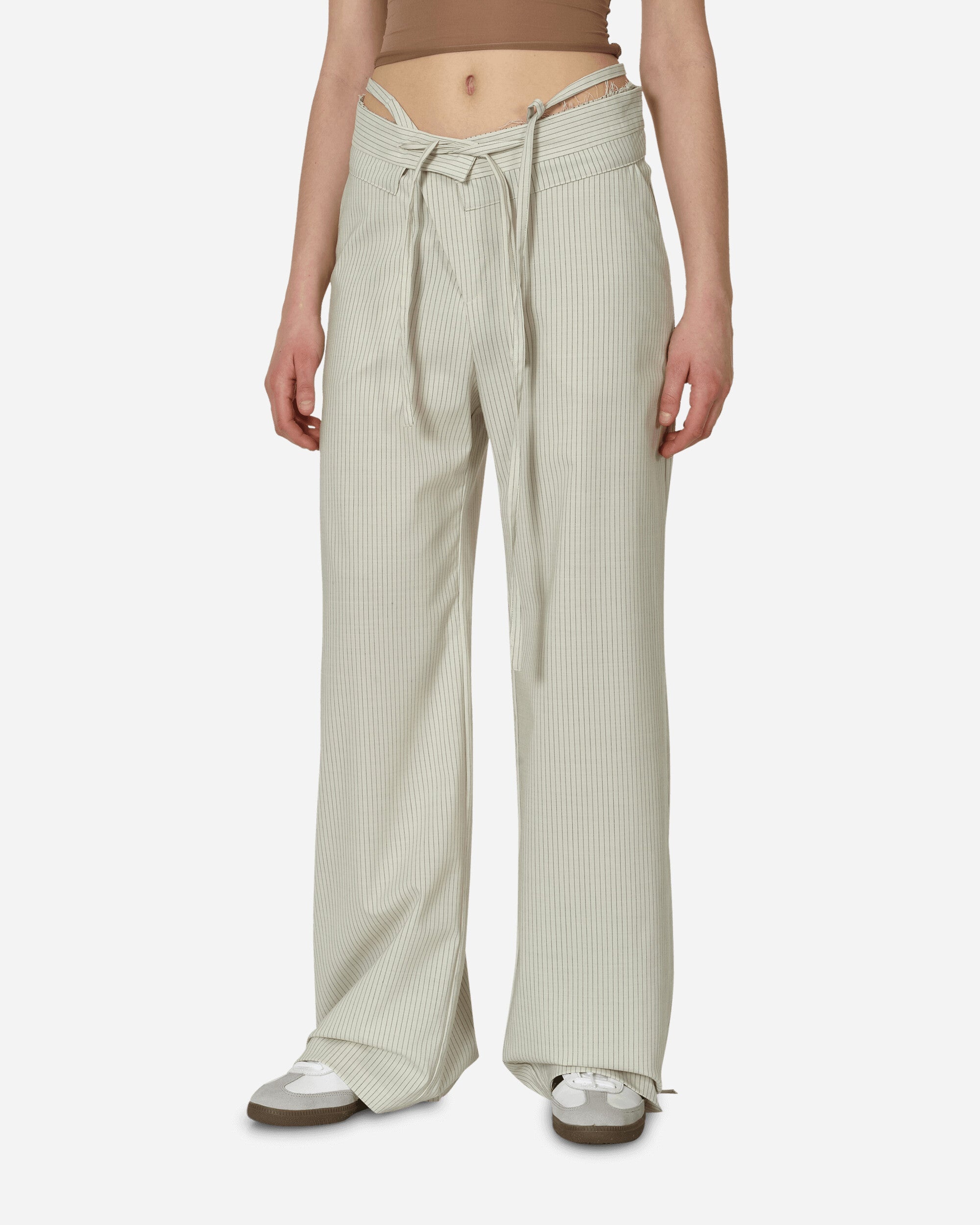 Double Fold Suit Pants Cream Pinstripe - 1