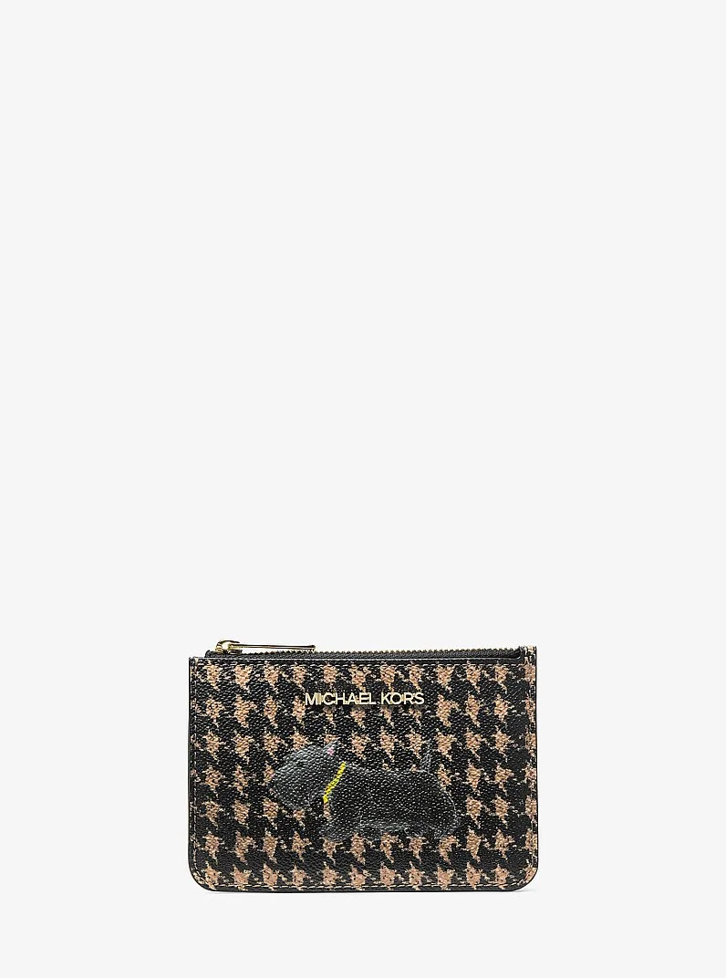 Jet Set Travel Small Printed Houndstooth Print Coin Pouch - 1