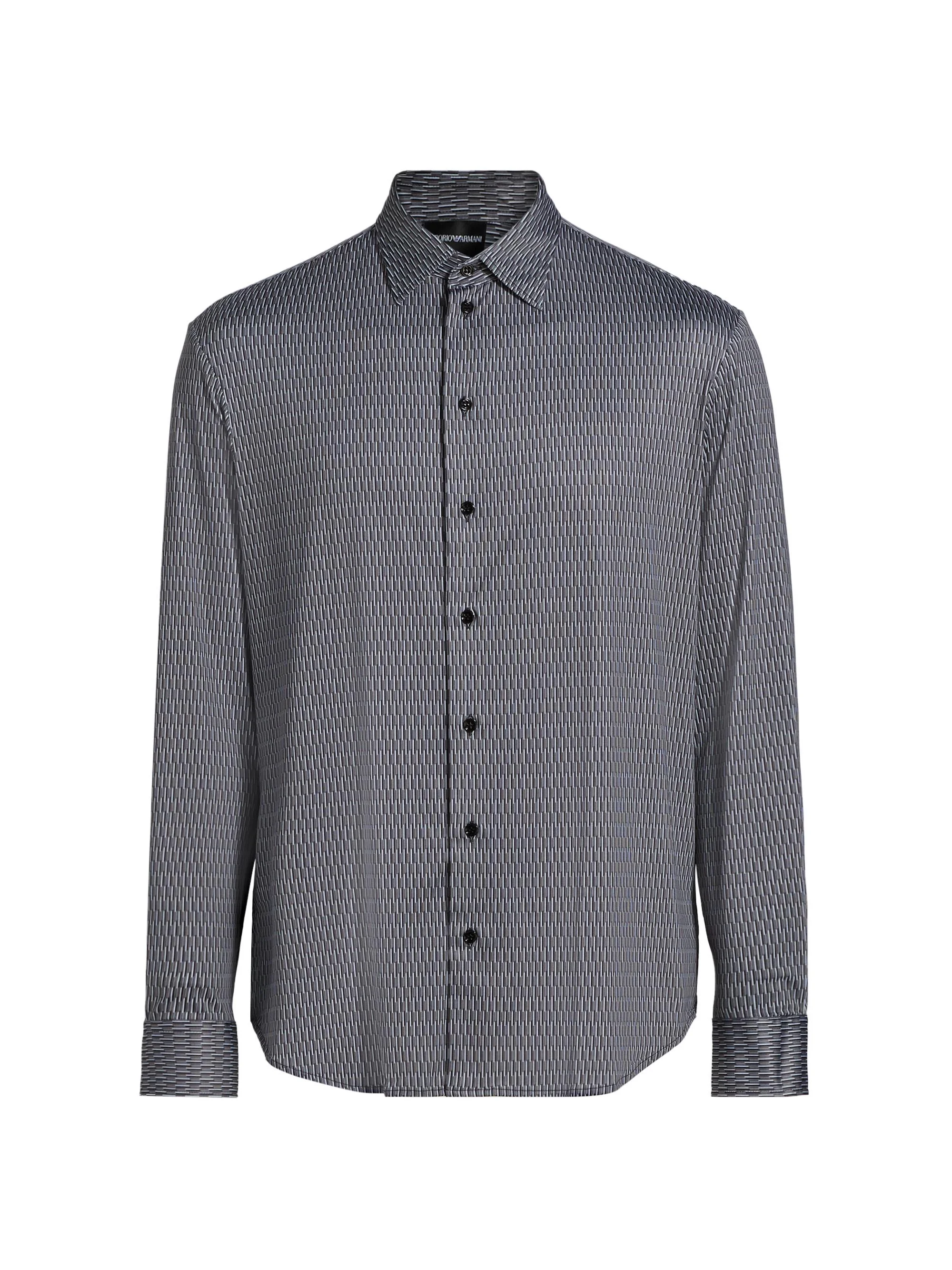 Men's Geometric Button-Front Sport Shirt - Fancy Blue - 1