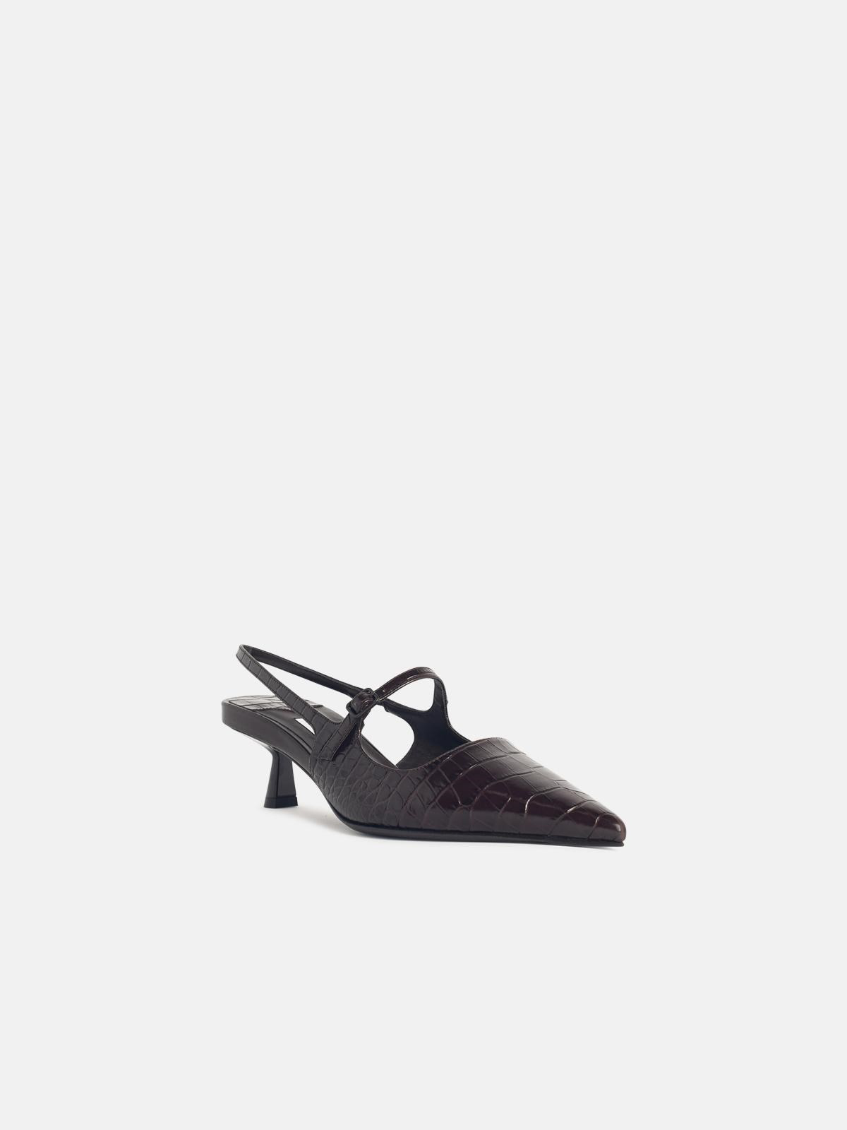 'DIDI' CHOCOLATE LEATHER SLINGBACKS - 2