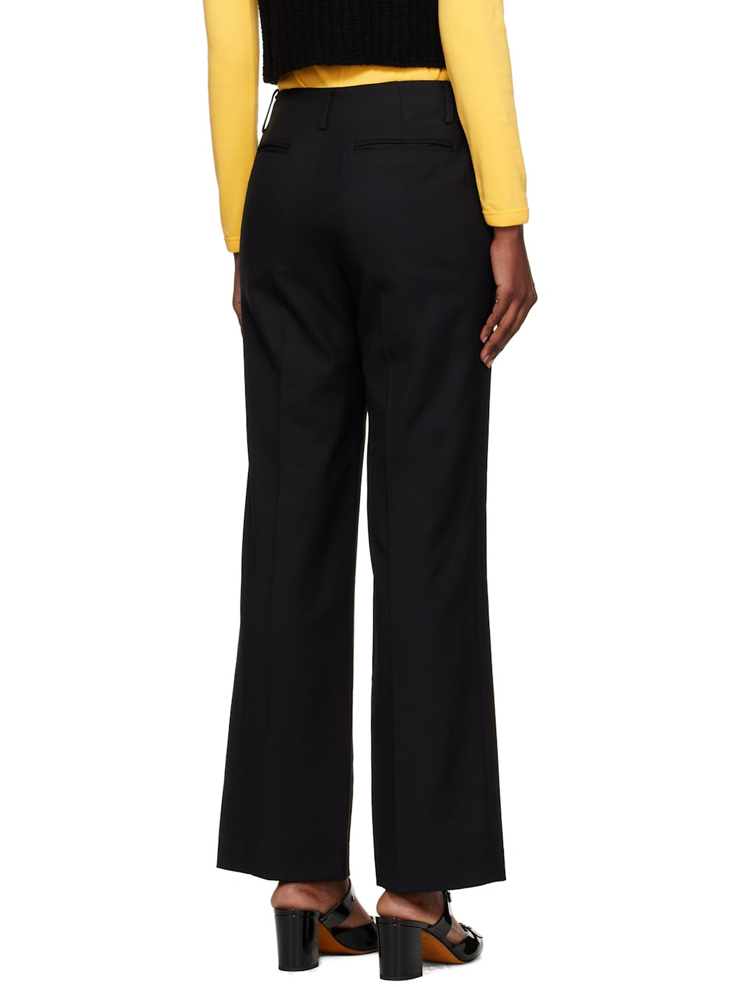 Black Low-Rise Tailored Wool Trousers - 3