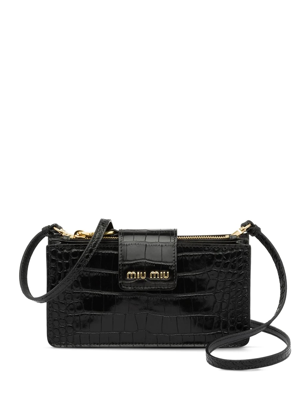 croc-effect mini clutch - 1