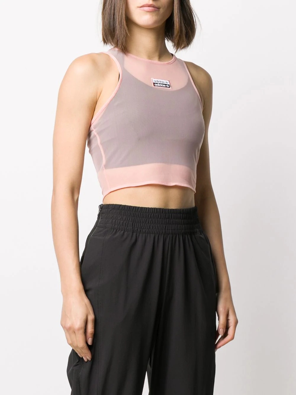 semi-sheer cropped tank top - 3