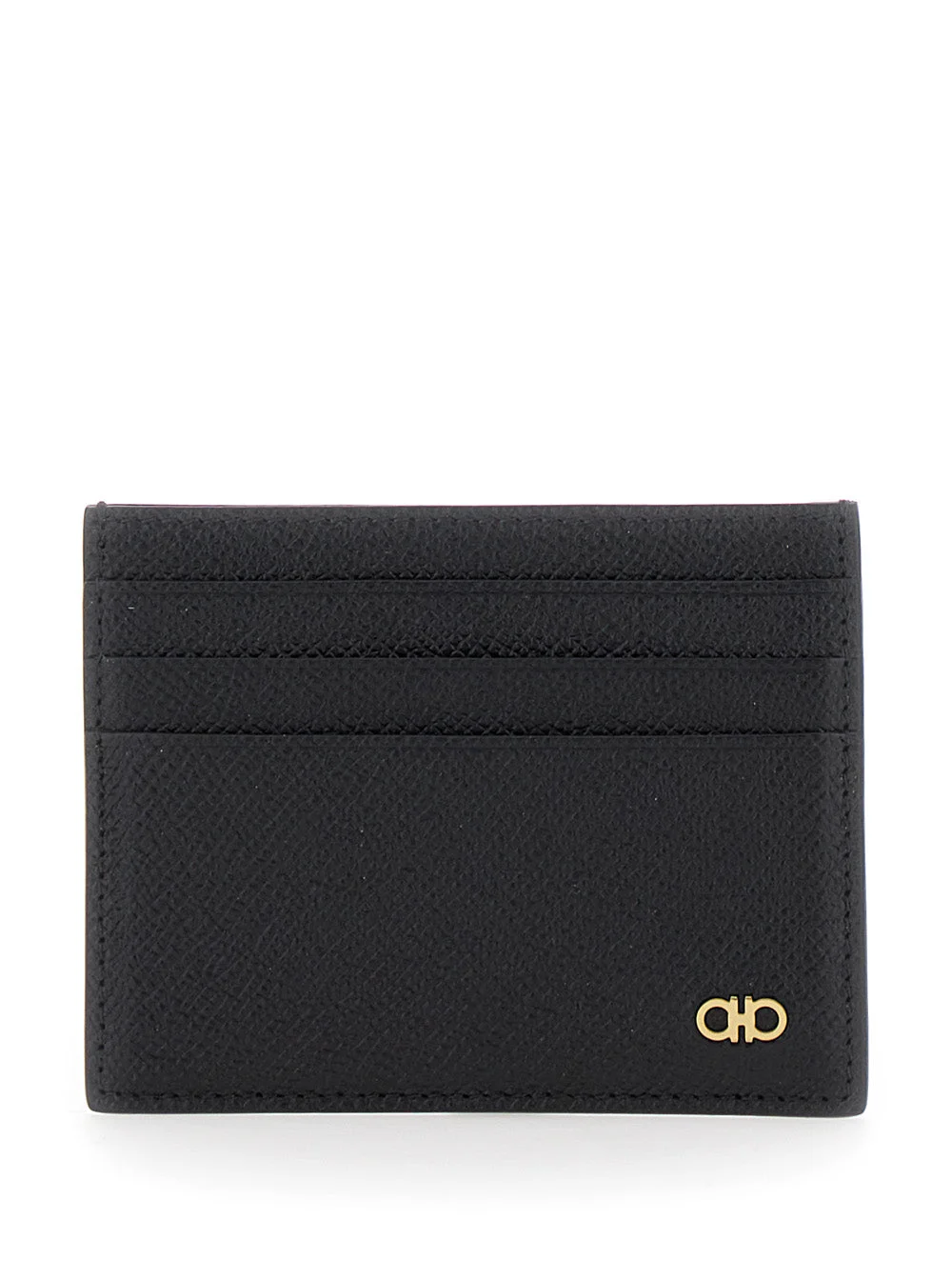 Ferragamo Men Black Card Holder With Micro Gancini On The Front And Logo Lettering On The Rear In Gr - 1
