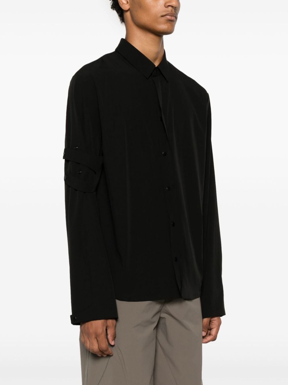 press-stud crepe shirt - 3