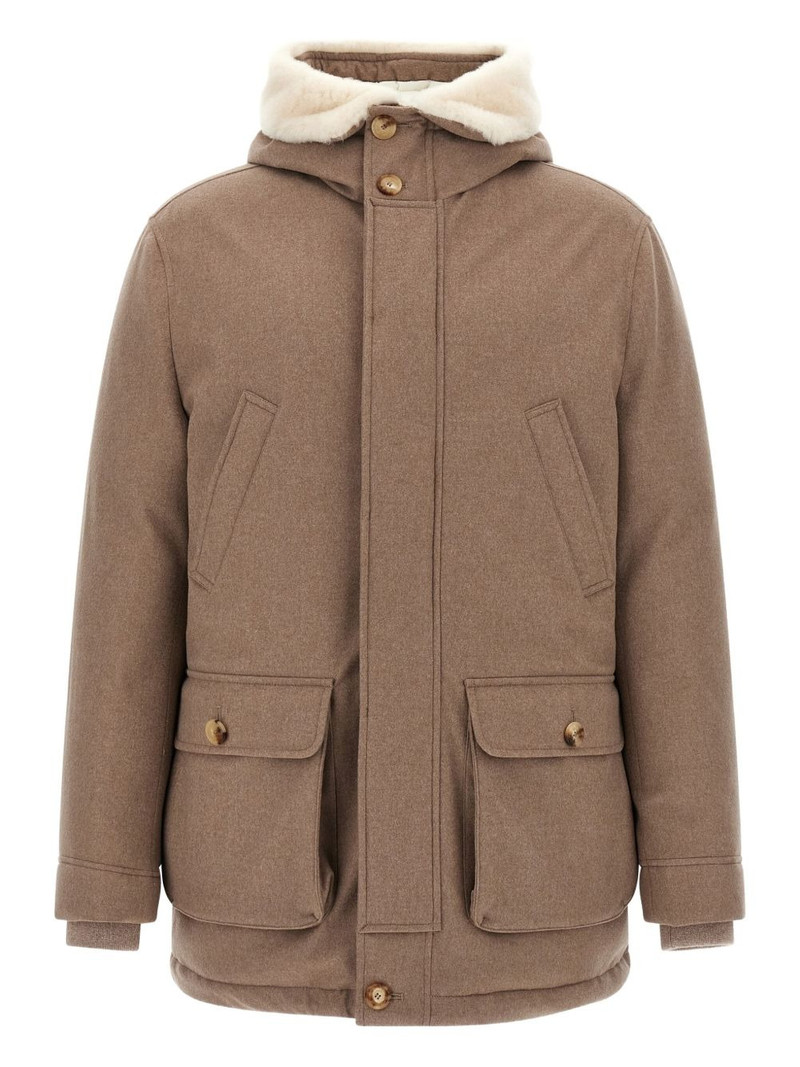 quilted shearling-detail coat 1