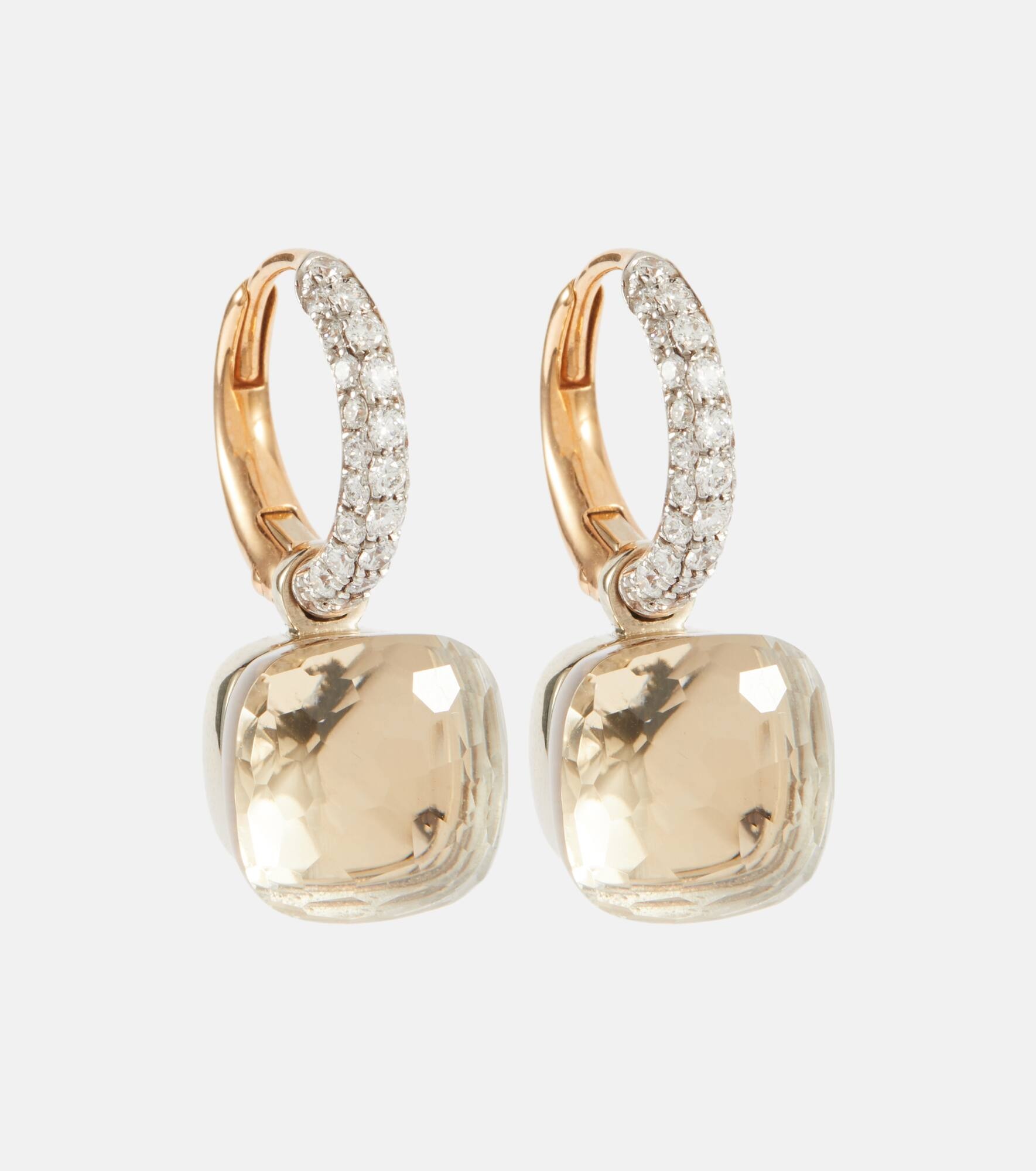 Nudo Classic 18kt rose and white gold earrings with topaz and diamonds - 1