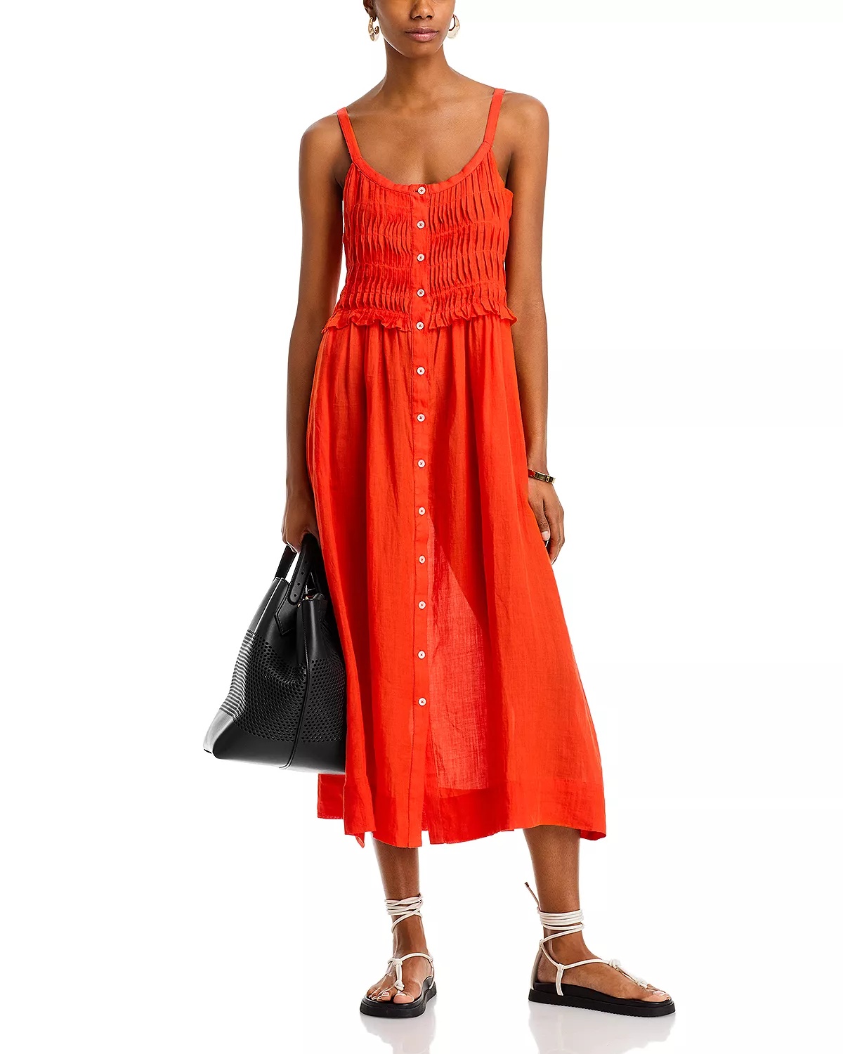 Zora Solid Tank Button Down Midi Dress - 3