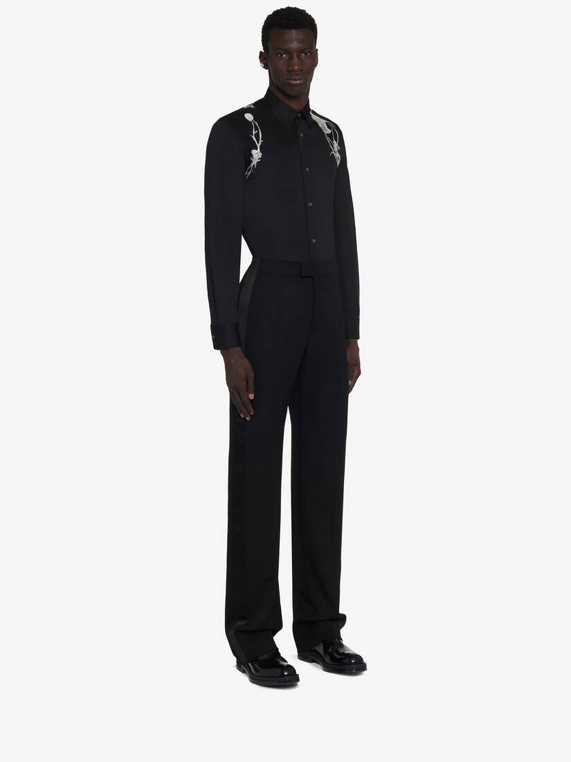 Men's Pressed Flower Harness Shirt in Black - 4