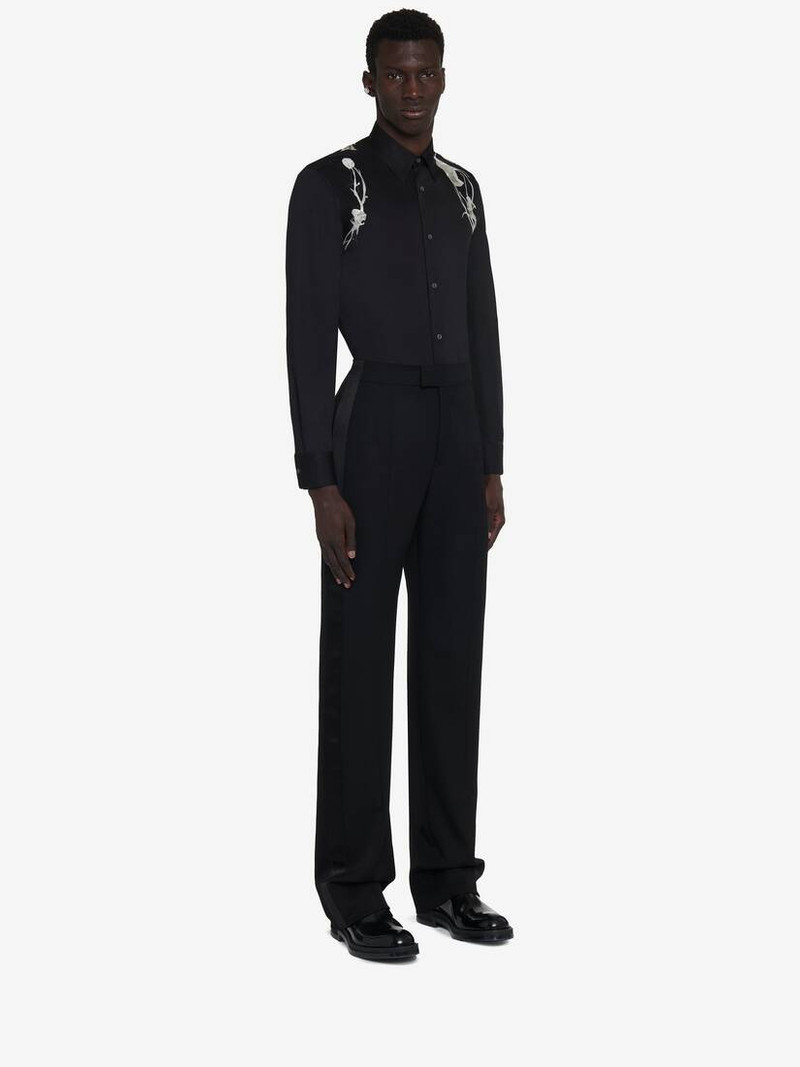 Men's Pressed Flower Harness Shirt in Black 4