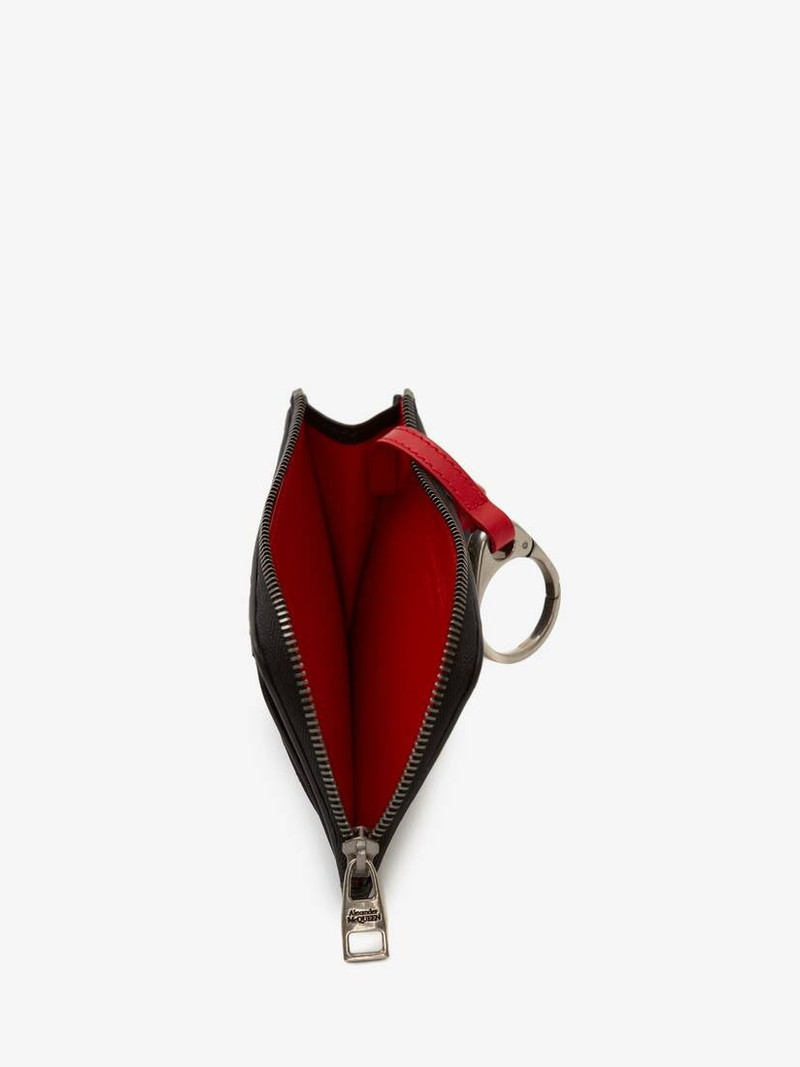 Studded Large Zip Coin Card Holder in Black 3