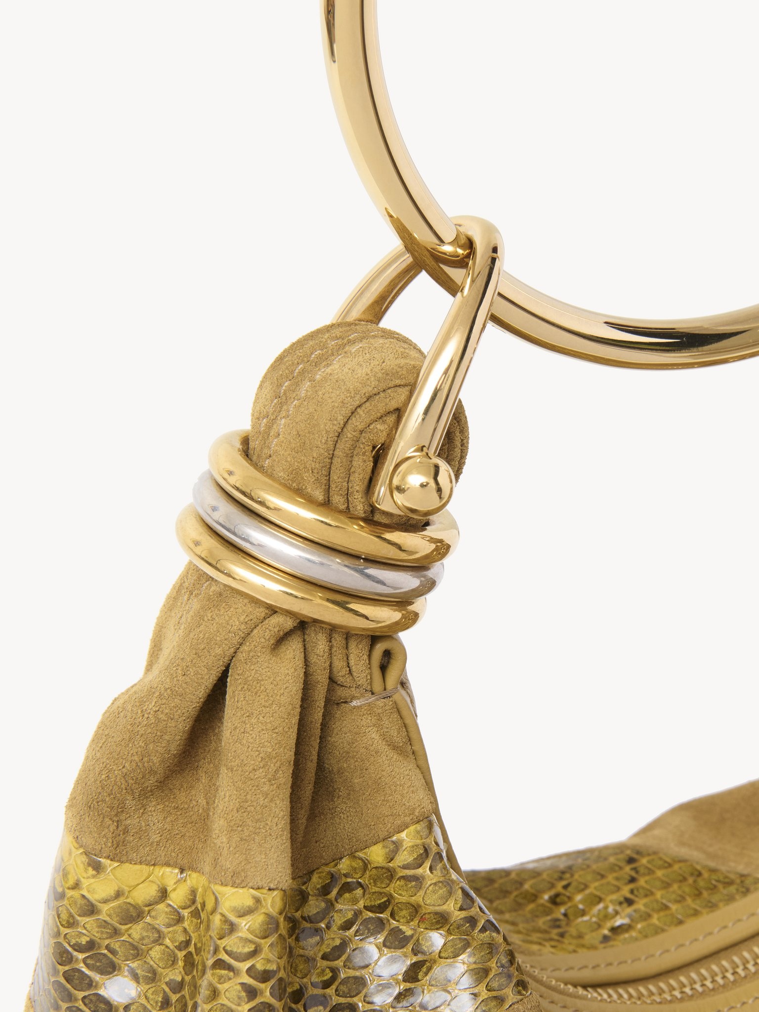MINI BRACELET HOBO BAG IN SUEDE LEATHER & SNAKESKIN - 5