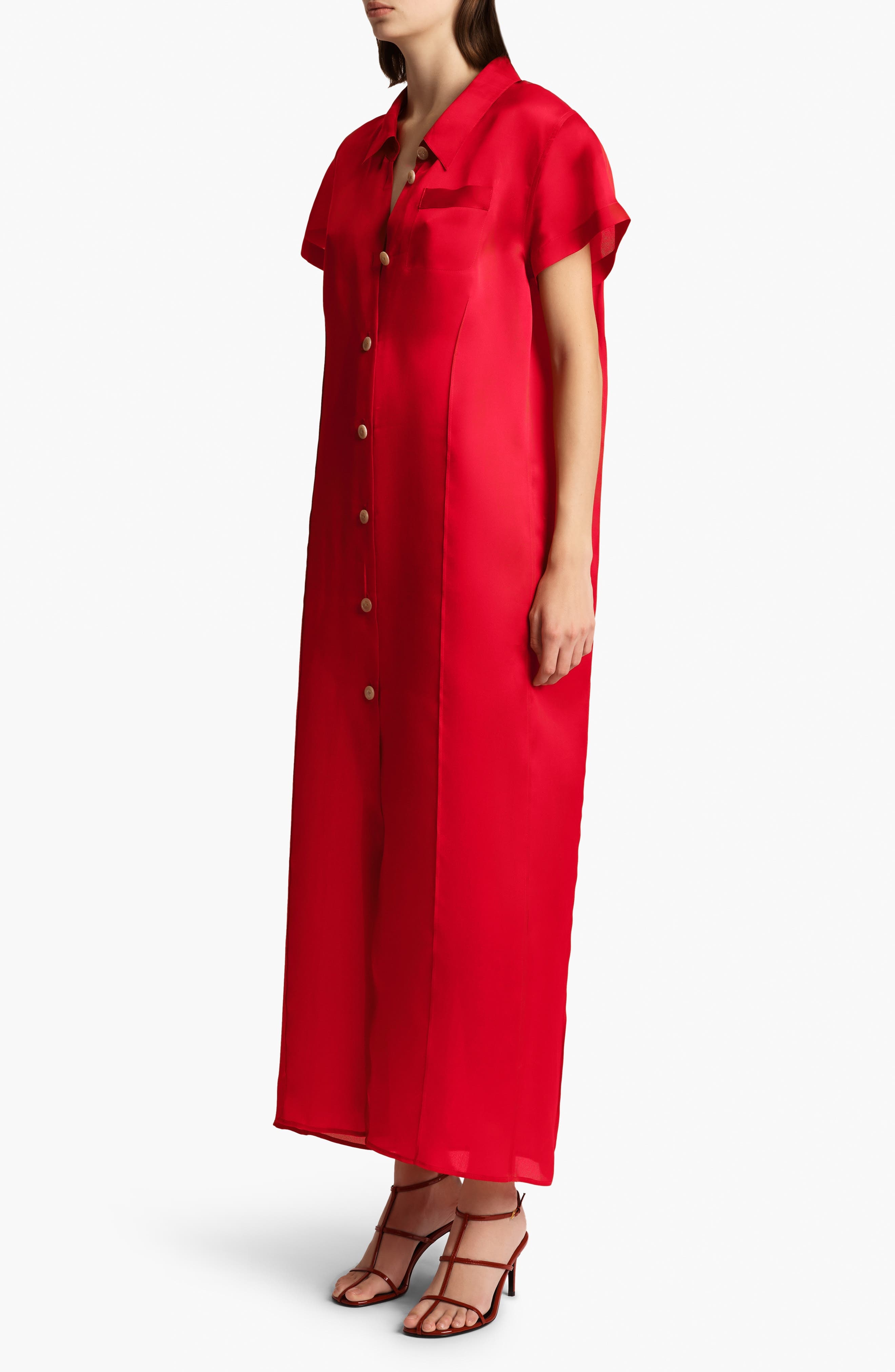 Khaite Effy Organza Shirtdress in Raspberry at Nordstrom - 3