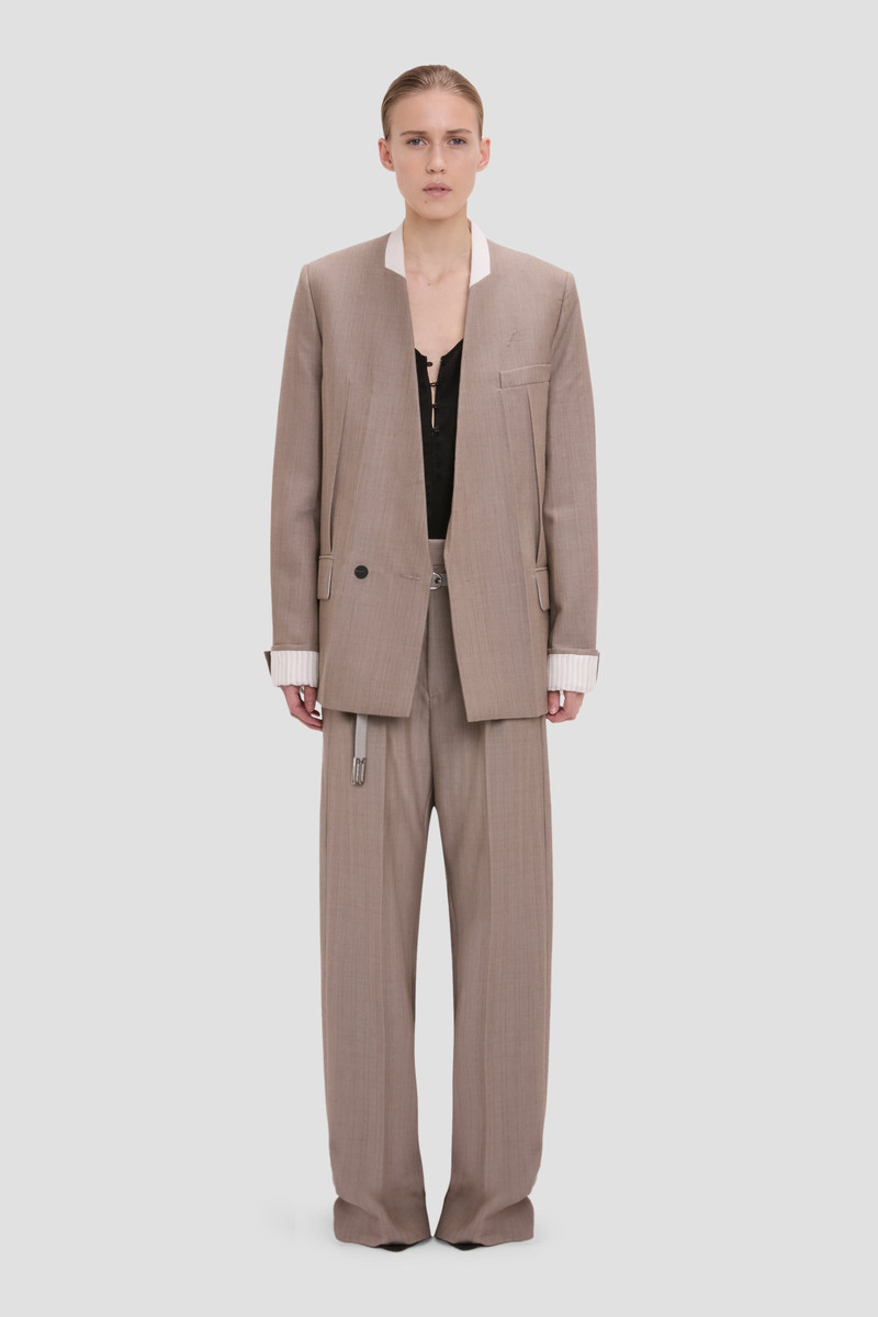 Victoria Beckham Collarless Jacket In Limestone outlook