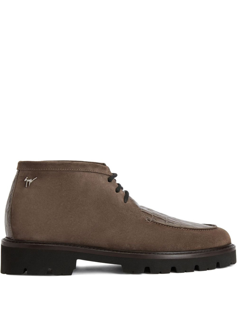RIVAUX HIGH crocodile-print lace-up boots 1