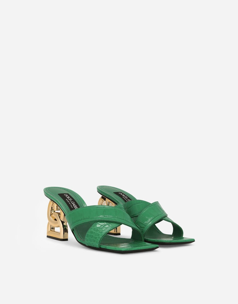 Dolce & Gabbana Crocodile-print calfskin mules with DG pop heel outlook