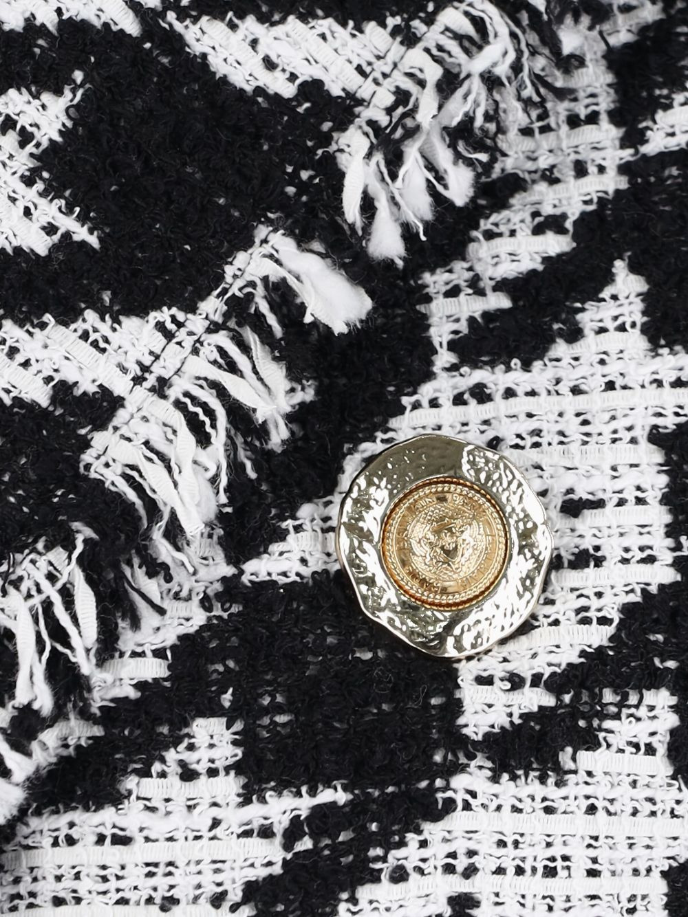 houndstooth-pattern fringed blazer - 3