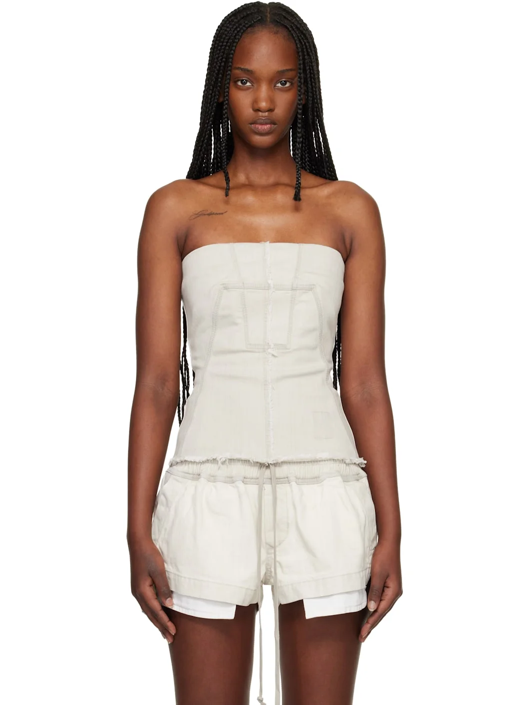 Off-White Temple Bustier Denim Top - 1