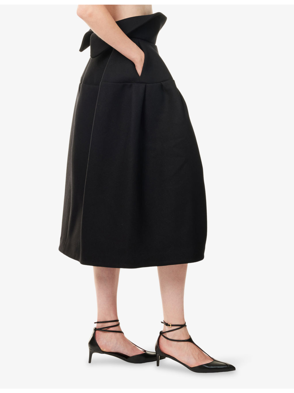 Saffy High-Rose Wool Midi Skirt - 3