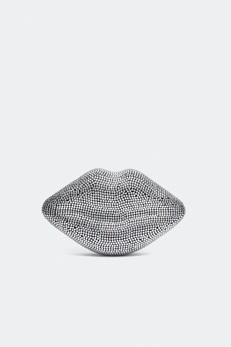 Crystal Lip Clutch in Black/Clear 1